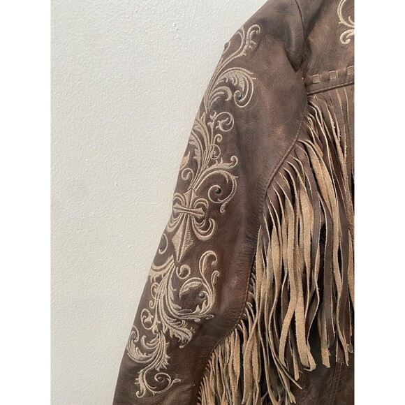 Affliction Willow Jacket (Limited Edition) Embossed Leather with Fringe Sz S NWT - Picture 10 of 10